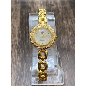 Vintage Elizabeth Taylor "White Diamonds" Gold-Tone Watch w/ Rhinestones Accents